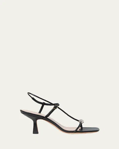 Loeffler Randall 70mm Triana Strappy Crystal Leather Mid-heel Sandals In Black