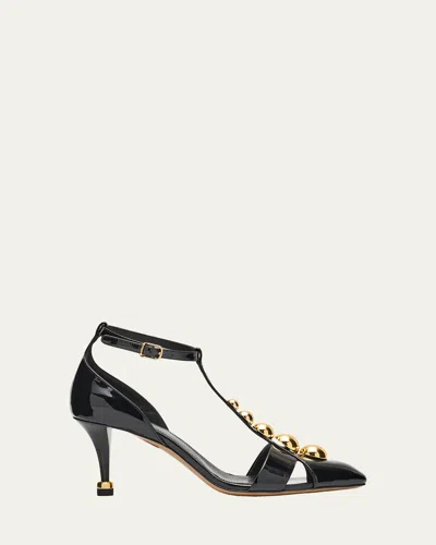 Chloé 70mm Cleia Studded Patent Leather Pumps In Black