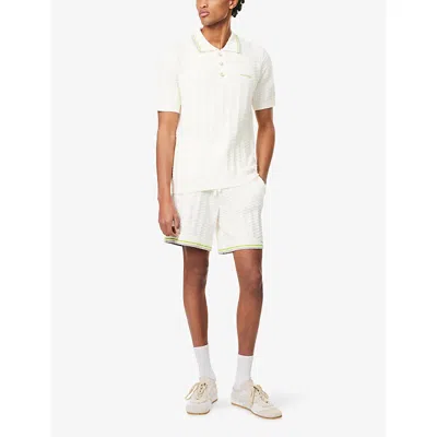 Casablanca Men Ivory Boucle Polo Shirt In White