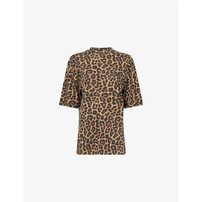 Anine Bing Beth Mini Dress Black And Brown Leopard In Animal Print