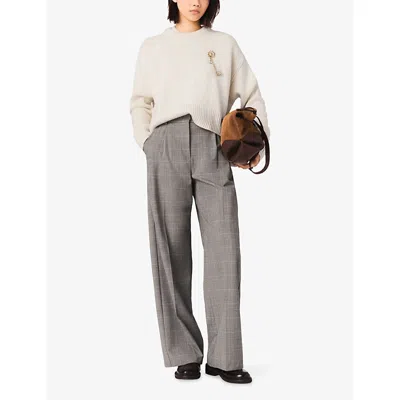 Maje Checked-pattern Trousers In Gray
