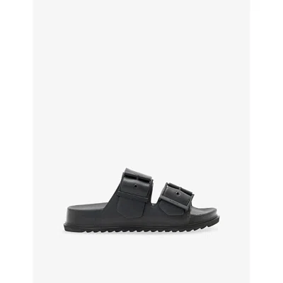 Allsaints Sian Leather Buckle Sandals In Black
