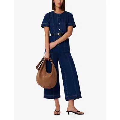 Whistles Button Down Jumpsuit In Blue