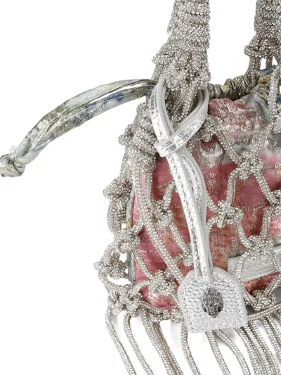 Kurt Geiger Mini Macrame Handbag In Silver
