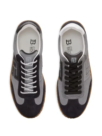 Balmain Low Top Sneakers Round Toe Suede Panels In Multi