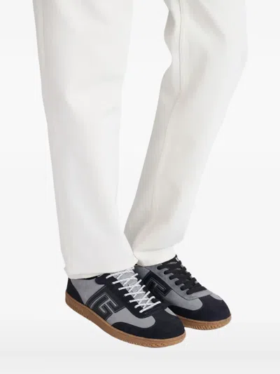 Balmain Low Top Sneakers Round Toe Suede Panels In Multi