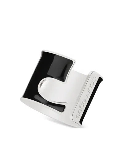 Courrèges Logo-enamel Ring Set In Silver