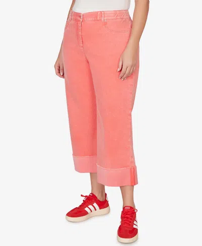 Ruby Rd. Plus Size Sunwashed Cuffed Colored Ankle Jean In Pink