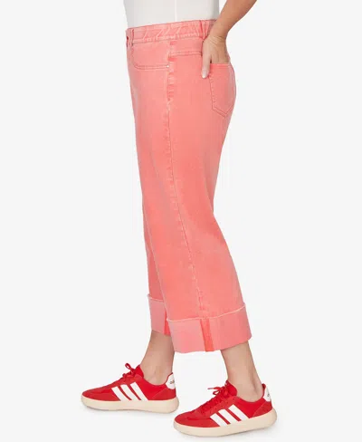 Ruby Rd. Plus Size Sunwashed Cuffed Colored Ankle Jean In Pink