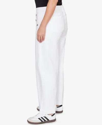 Ruby Rd. Plus Size Wide Leg Pull On White Sailor Jean In White