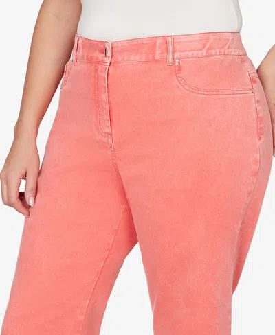 Ruby Rd. Plus Size Sunwashed Cuffed Colored Ankle Jean In Pink