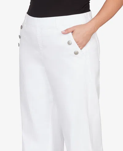 Ruby Rd. Plus Size Wide Leg Pull On White Sailor Jean In White