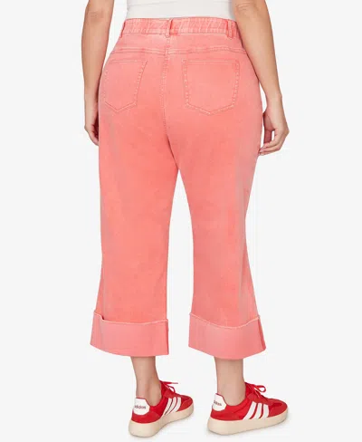 Ruby Rd. Plus Size Sunwashed Cuffed Colored Ankle Jean In Pink