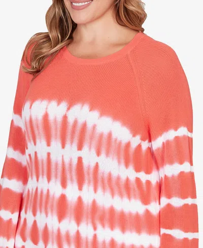 Ruby Rd. Plus Size Tie Dye Cotton Raglan Sweater In Red