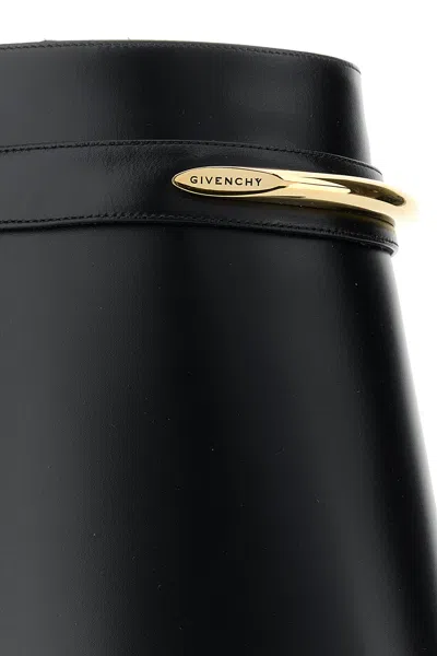 Givenchy Women Black Ankle Boots With Wedge Heels And Logo Plaque On The Side In Leather Woman In Black