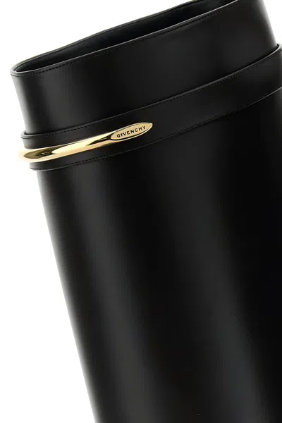 Givenchy Black Sandals With Logo Plaque On The Front And High Wedge Heel In Leather Woman