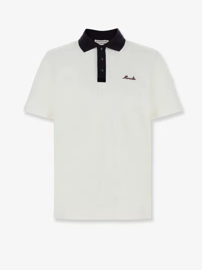 Moncler Embroidered Logo Cotton Pique Polo Shirt Clothing In White