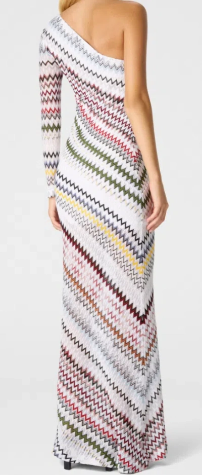Missoni Asymmetric One Sleeve Long Viscose Dress In Multi