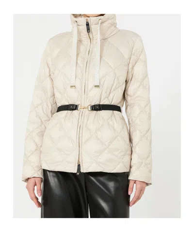 Max Mara Long-sleeved Down Jacket In Neutral