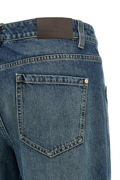 Brunello Cucinelli Blue Stonewashed Denim Jeans In Blue
