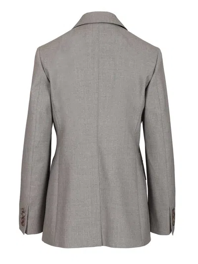 Max Mara Flap Pockets Long Sleeves Notched Lapels Jackets In Gray