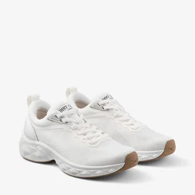 Jimmy Choo Diamond Run Leather Mesh Sneakers Pull Tab In White