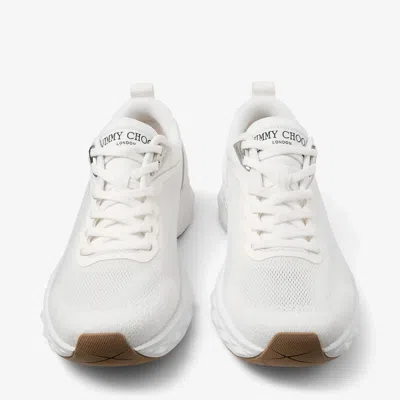 Jimmy Choo Diamond Run Leather Mesh Sneakers Pull Tab In White