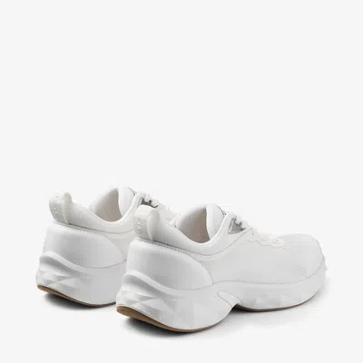 Jimmy Choo Diamond Run Leather Mesh Sneakers Pull Tab In White