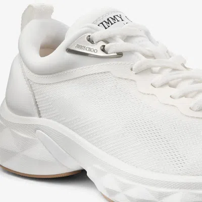 Jimmy Choo Diamond Run Leather Mesh Sneakers Pull Tab In White