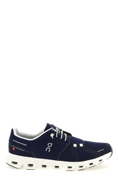 On Breathable Technical Fabric Sneakers With Cushied Sole In Blue