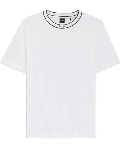 Hugo Boss Cotton Jersey T-shirt With Striped Logo Graphic In White