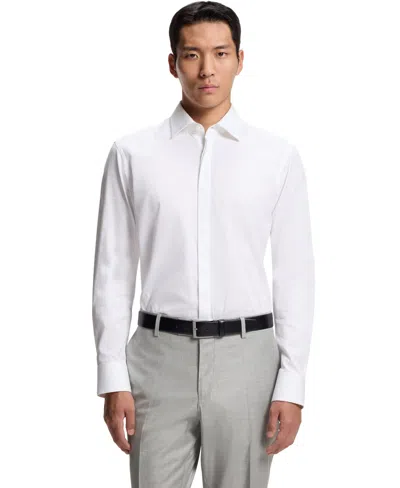 Hugo Boss Slim-fit Shirt In Italian-made Performance-stretch Jersey In White