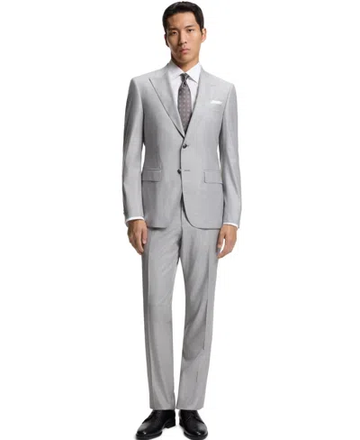 Hugo Boss Slim-fit Shirt In Italian-made Performance-stretch Jersey In White