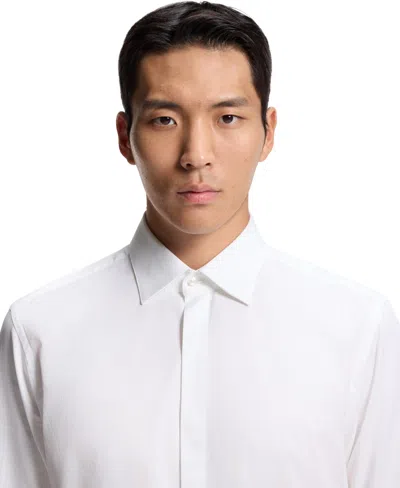 Hugo Boss Slim-fit Shirt In Italian-made Performance-stretch Jersey In White