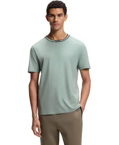 Hugo Boss Cotton T-shirt With Logo Crew Neck In Green