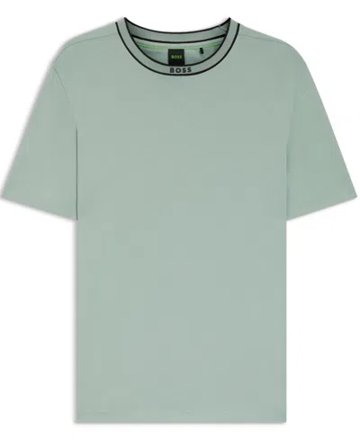 Hugo Boss Cotton T-shirt With Logo Crew Neck In Green