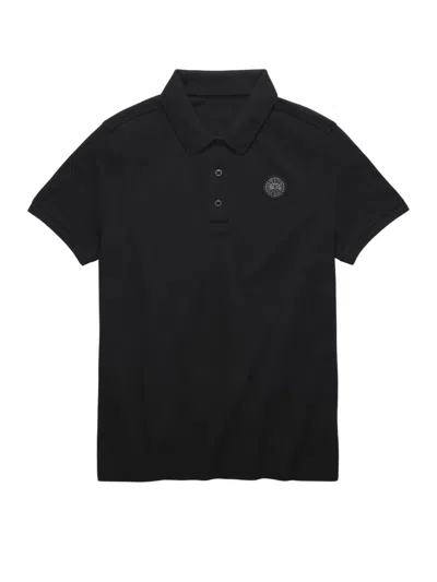 Canada Goose Classic Polo Collar Short Sleeve Top With Tonal Badge In Black