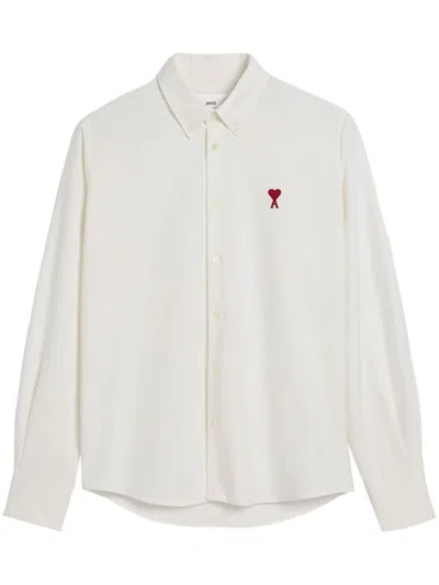 Ami Alexandre Mattiussi Classic Long Sleeve Shirt Button Down Collar With Embroidered Adc In White