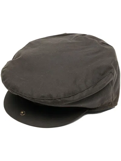 Barbour Cheviot Waxed Flat Cap In Green