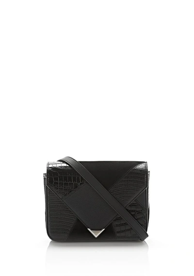 Alexander Wang Small Prisma Envelope Sling In Mixed Black Patchwork With Rhodium