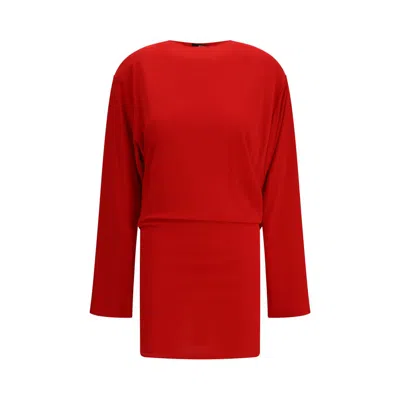 Jacquemus La Mistral Open-back Draped Dress In Red