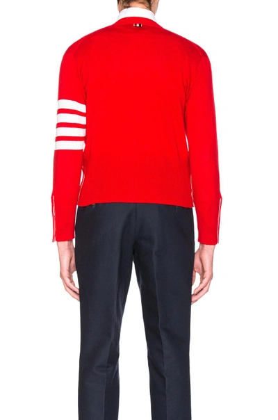 Shop Thom Browne Classic Cashmere Cardigan In Red