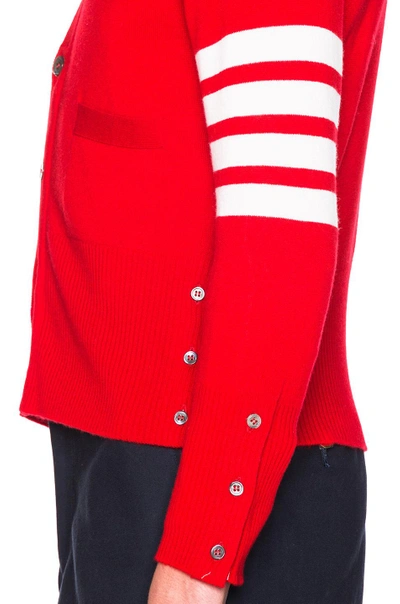 Shop Thom Browne Classic Cashmere Cardigan In Red