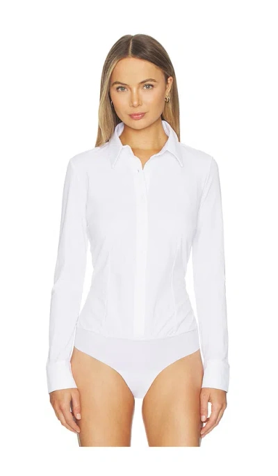 Commando Classic Ribbed Button Down Bodysuit In White