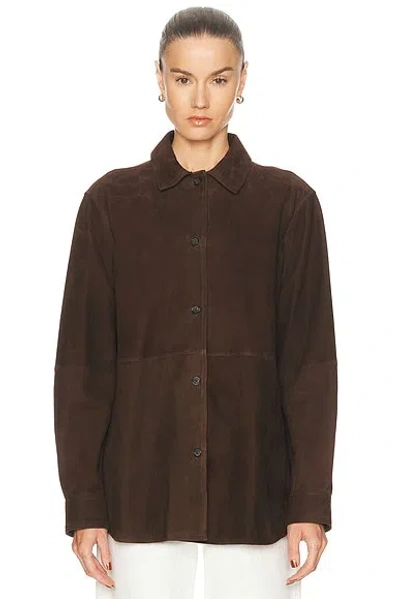 Totême Womens Bark Soft Long-sleeves Suede Overshirt In Multi