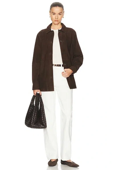 Totême Womens Bark Soft Long-sleeves Suede Overshirt In Multi