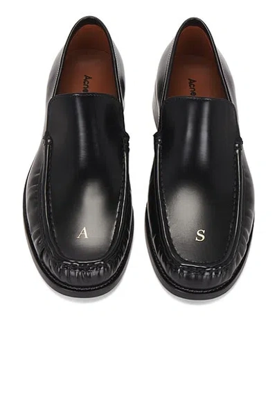 Acne Studios Stamped Monogram Calf Leather Loafers In Black
