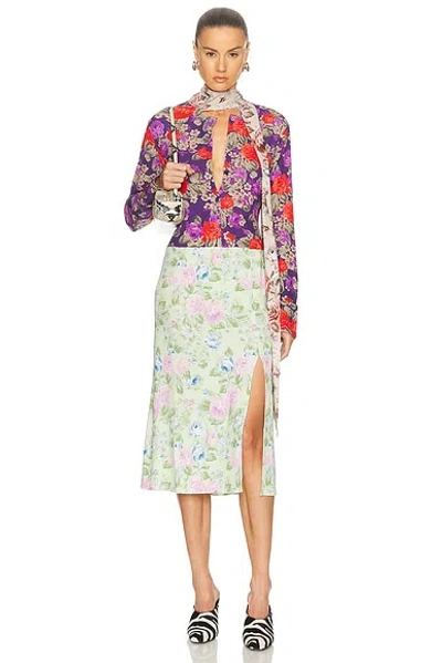 Acne Studios Scarf-detailed Floral-print Crepe Midi Dress In Multi
