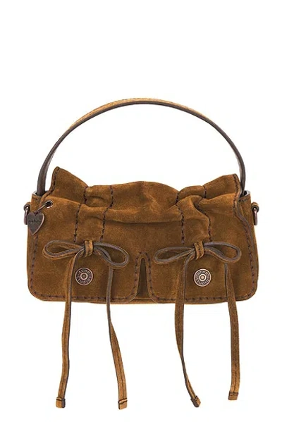 Acne Studios Multipocket Mini Suede Crossbody Bag In Brown