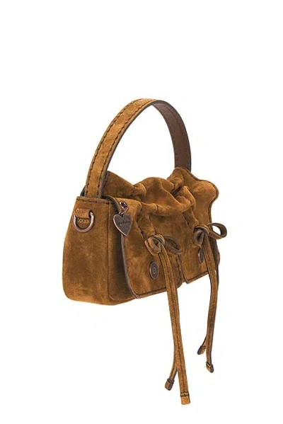 Acne Studios Multipocket Mini Suede Crossbody Bag In Brown